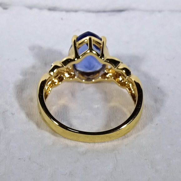 LAB  BLUE TOURMALINE WITH  DIAMONDS - Picture 5 of 7